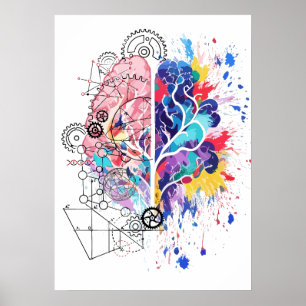 Left Brain vs Right Brain Creative Artwork Poster