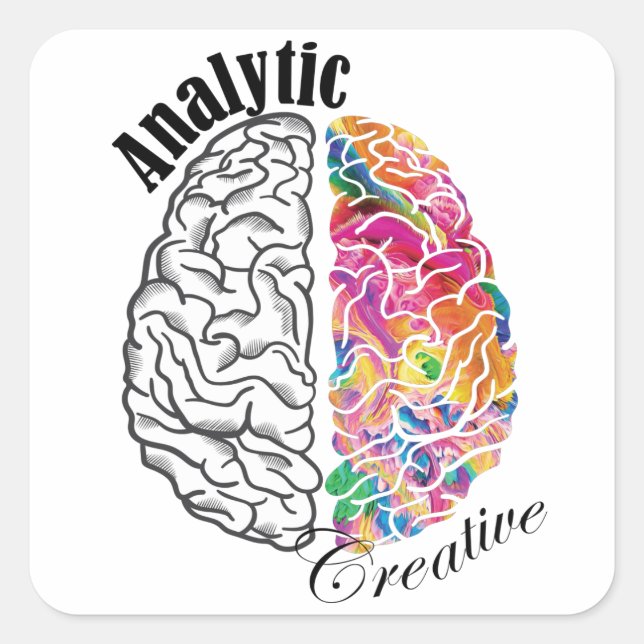 Left Brained Right Brained Analytic Creative Brain Square Sticker (Front)