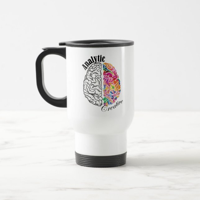 Left Brained Right Brained Analytic Creative Brain Travel Mug (Left)