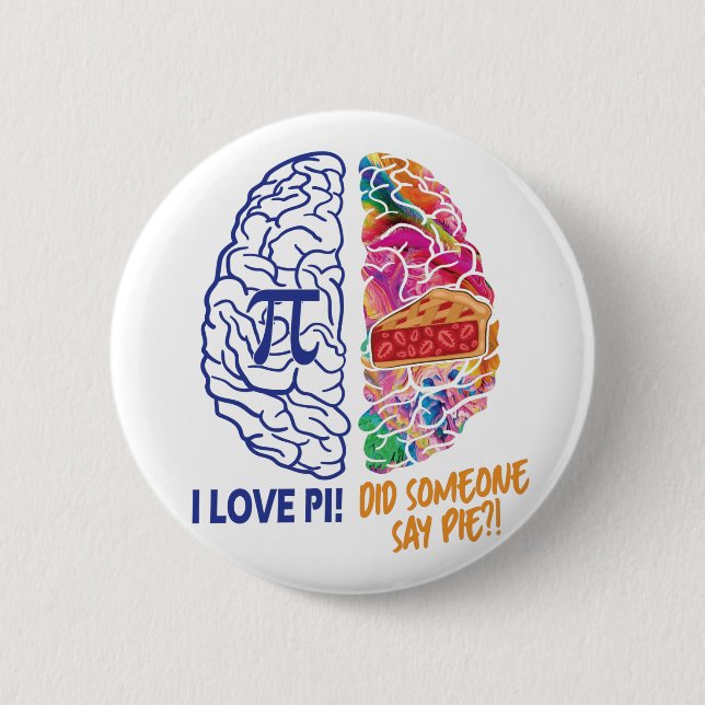 Left Brained Right Brained Funny Pi 6 Cm Round Badge (Front)