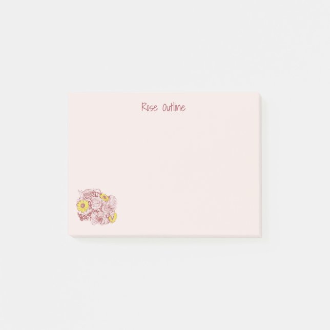 Left Corner Terra  Cotta Outlined Bouquet Custom Post-it Notes (Front)
