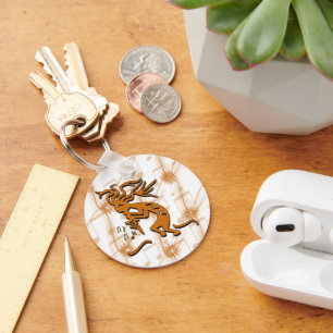 Left Facing Kokopelli Musician With Musical Notes Key Ring
