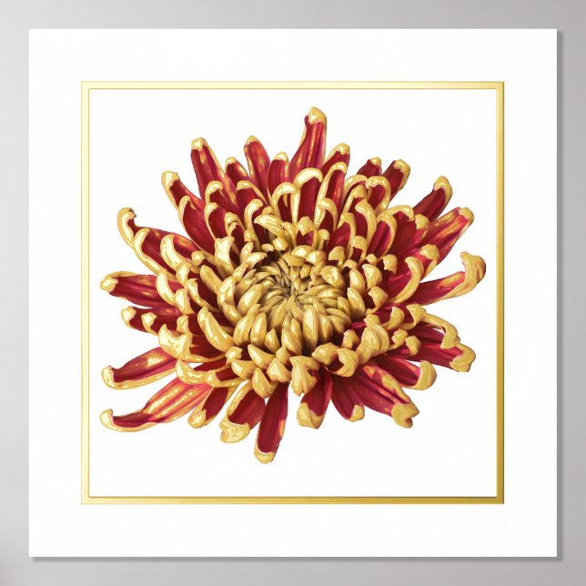 Left Foil Accent Red & Gold Mum Print Poster (Front)