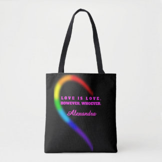 Left Half Matching Couple Pride Heart Custom Name Tote Bag