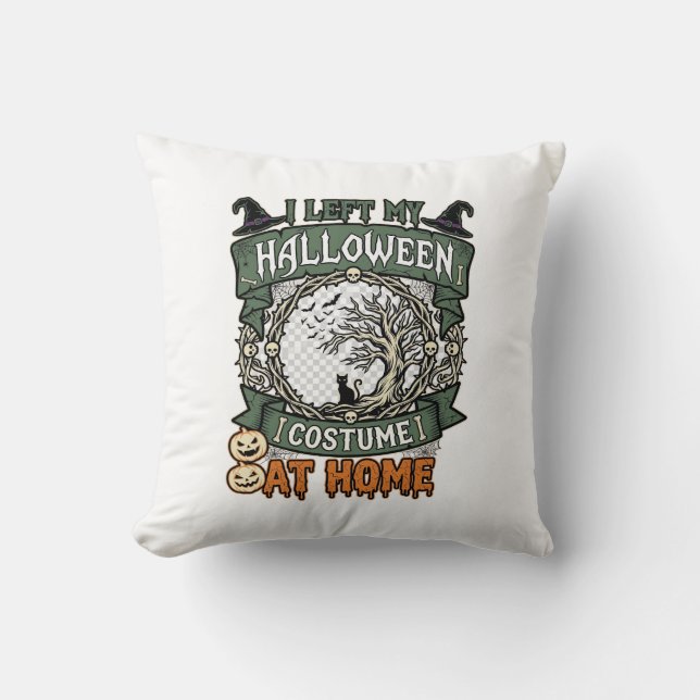 Left Halloween Costume Home Tree Cat Pumpkins_1 Cushion (Front)