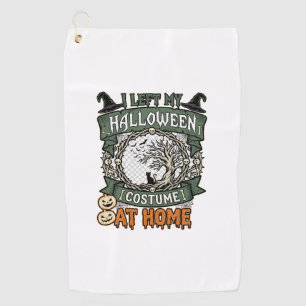 Left Halloween Costume Home Tree Cat Pumpkins_1 Golf Towel