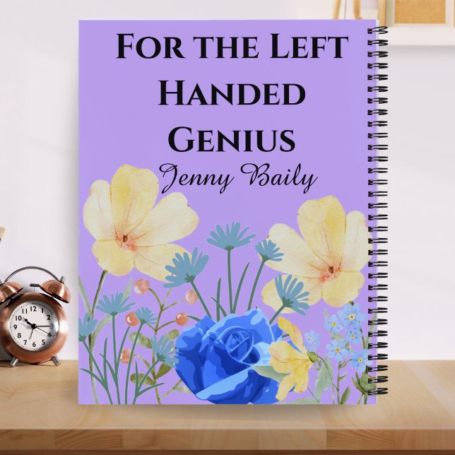 Left-Handed Floral Lilac with Custom Name Girls Notebook (Creator Uploaded)