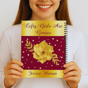 Left-Handed Gold Spiral Custom Notebook for Teens