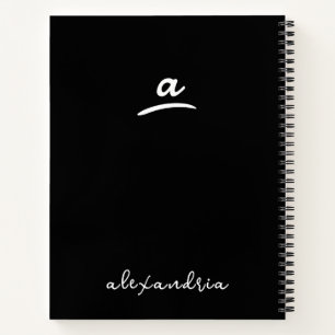 Left-Handed Modern Monogram Black Spiral Notebook