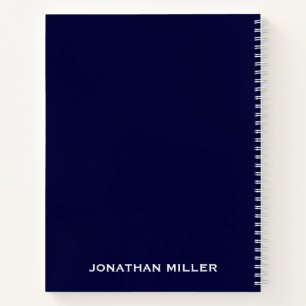 Left-Handed Navy Blue and White Personalised Name Notebook