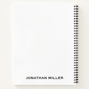 Left-Handed Personalised White with Black Font Notebook