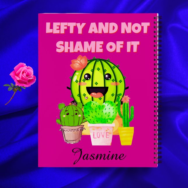 Left-Handed Pink Cactus Custom Name School Gear  Notebook (Creator Uploaded)