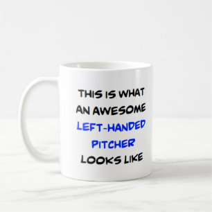 left-handed pitcher, awesome coffee mug