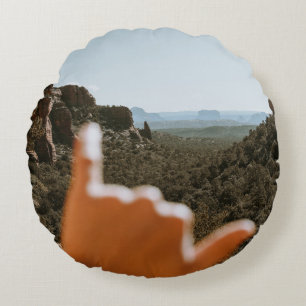 Left human hand round cushion