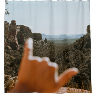 Left human hand shower curtain