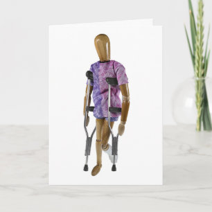 Left Leg in Cast with Crutches Card