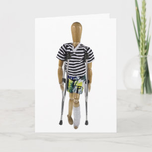 Left Leg in Cast with Crutches Card