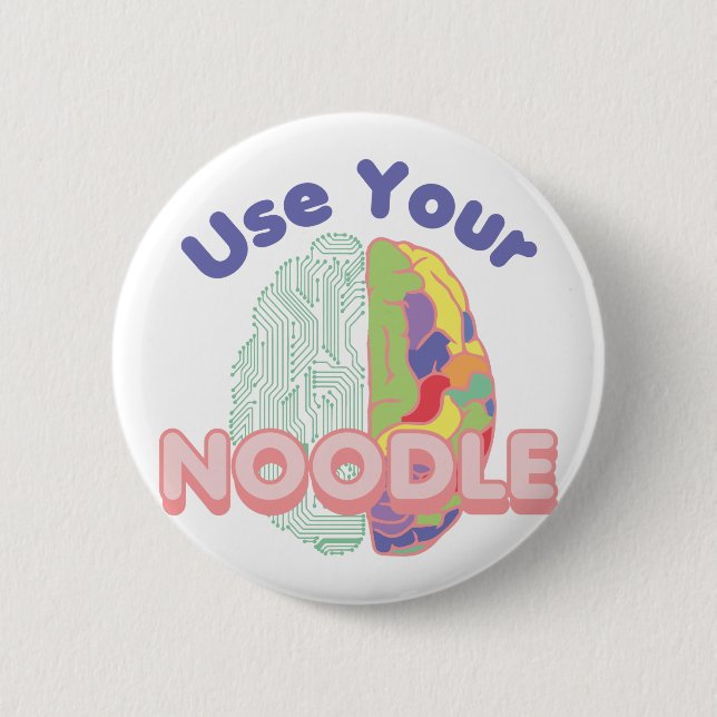 Left & Right Brain 6 Cm Round Badge (Front)