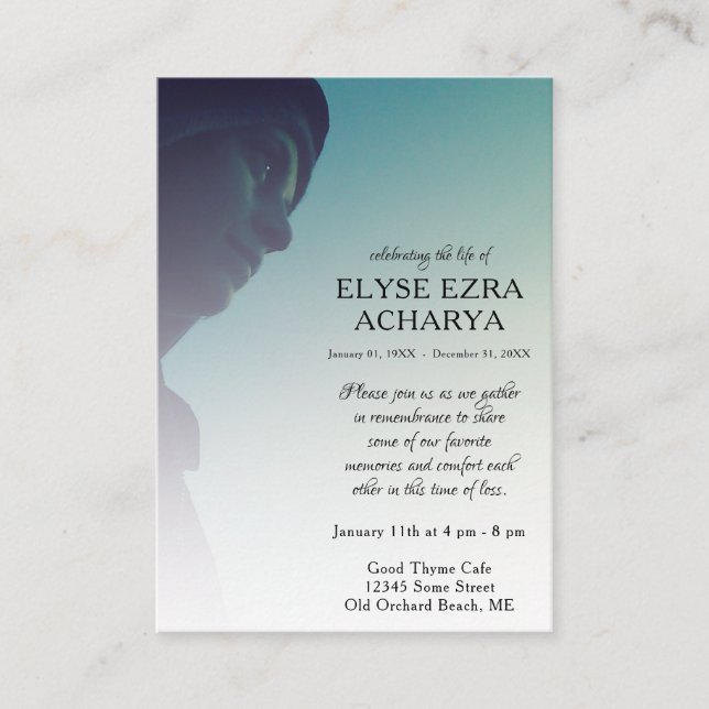 left side photo memorial card (Front)