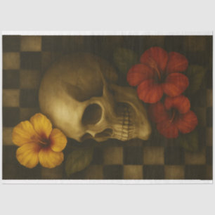 Left Skull and Hibiscus Decoupage Paper