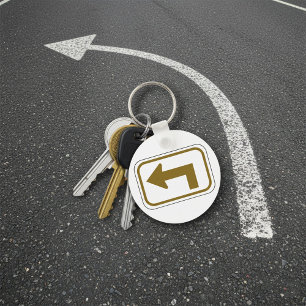 Left Turn Arrow Directional Road Sign Key Ring