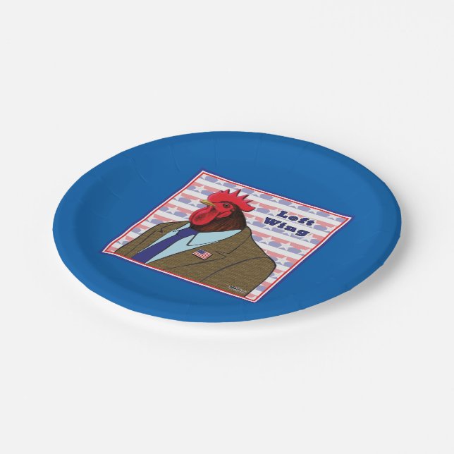 Left Wing Rooster Paper Plate (Angled)