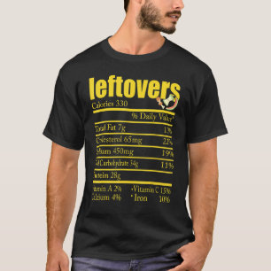 Leftovers Nutrition Facts Thanksgiving Christmas T-Shirt