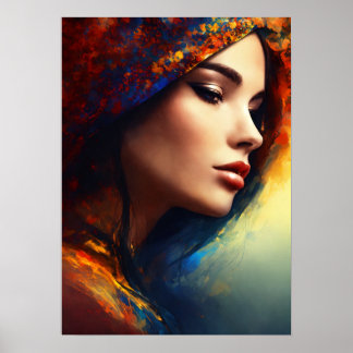 "Leftward Allure: A Lady's Charming Pose Captured Poster