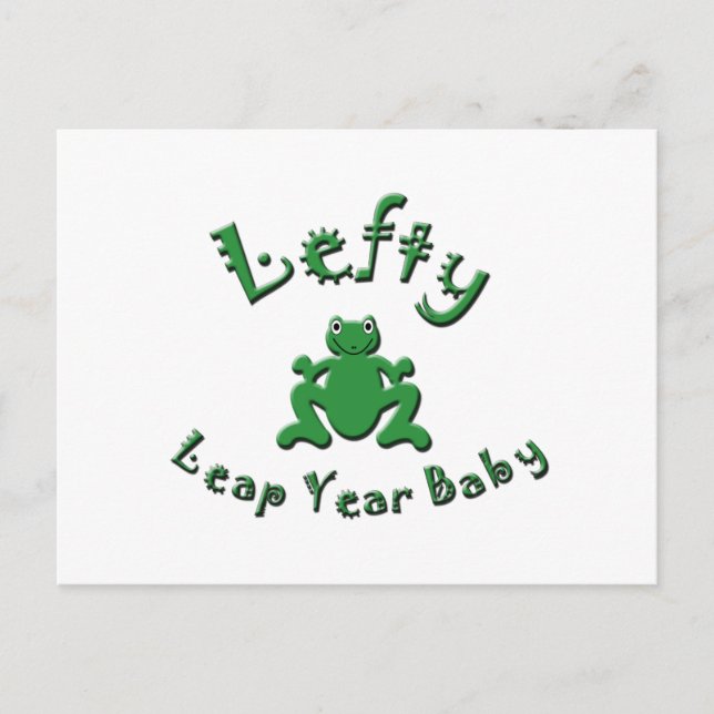 Lefty Leap Year Baby Postcard (Front)