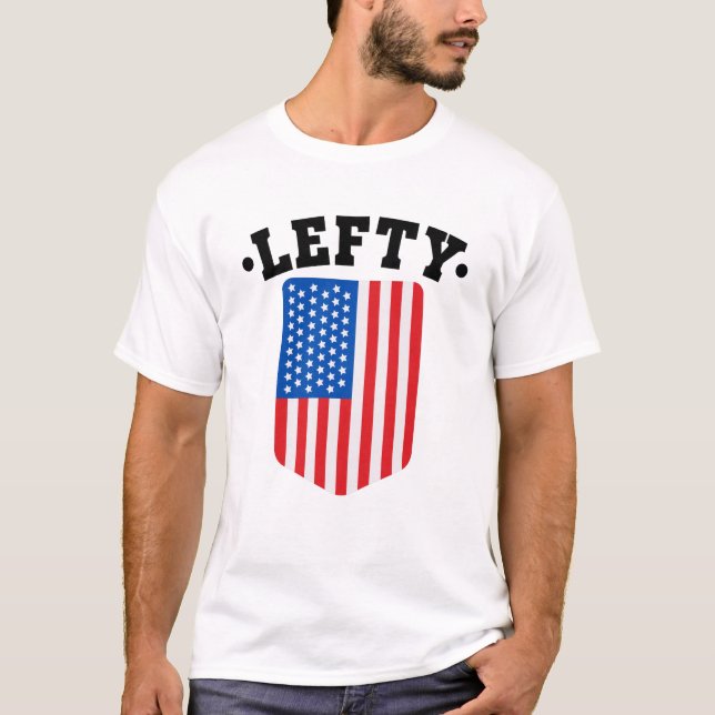 Lefty USA Flag Left Handed T-Shirt (Front)