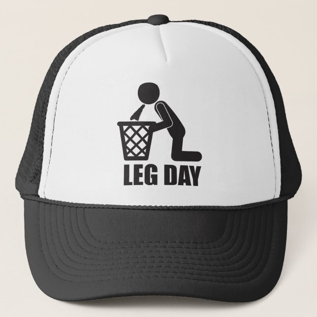 Leg Day - Bodybuilding Workout - Puke Trucker Hat (Front)