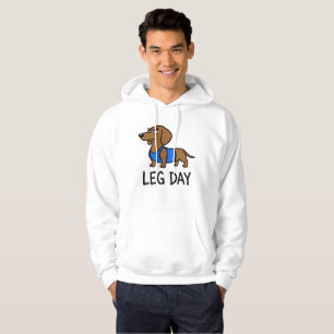 Leg Day Dachshund Funny Gym Dog Workout Humour Hoodie
