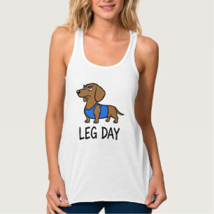 Leg Day Dachshund Funny Gym Dog Workout Humour Singlet
