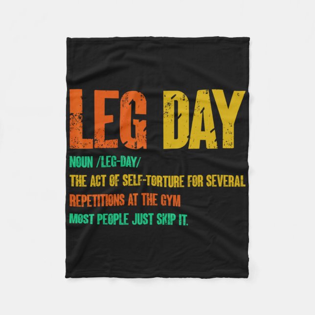 Leg Day Definition Gym Pump Oversized Gym Workout  Fleece Blanket (Front)
