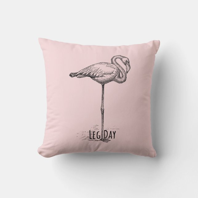 Leg Day Elegant Flamingo Fun Fitness Cushion (Front)