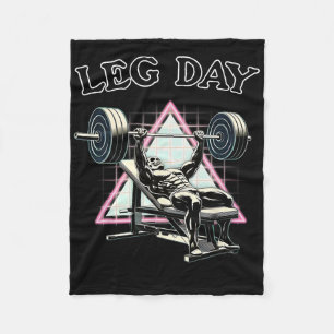 Leg Day Incline Bench Skeleton Funny Fitness Gym G Fleece Blanket
