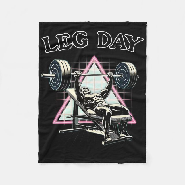 Leg Day Incline Bench Skeleton Funny Fitness Gym G Fleece Blanket (Front)