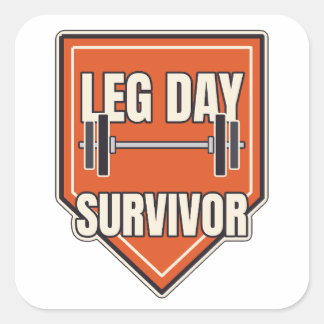Leg Day Survivor Funny Gym Badge Square Sticker