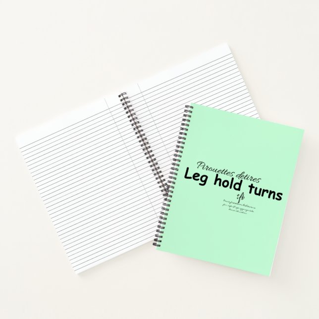 Leg Hold Turns Soft Mint and Black Notebook (Inside)