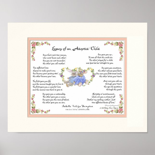 Legacy of an Adopted Child Hand Calligraphy Pink Poster (Front)