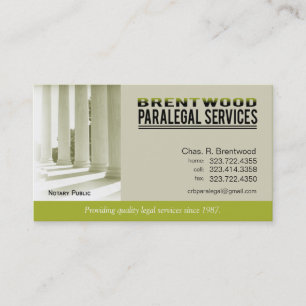 Legal1 Paralegal Law Office Services Notary Public Business Card