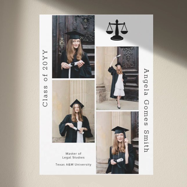 Legal 4 Photo Collage Graduation Announcement (Creator Uploaded)