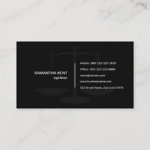 Legal Adviser Scale of Justice Black Business Card
