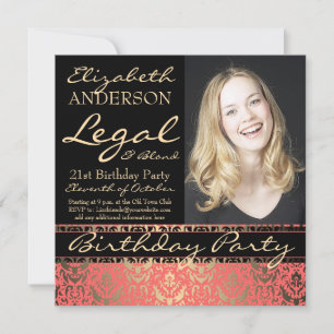 Legal and Blonde 21st Birthday Party Invitation