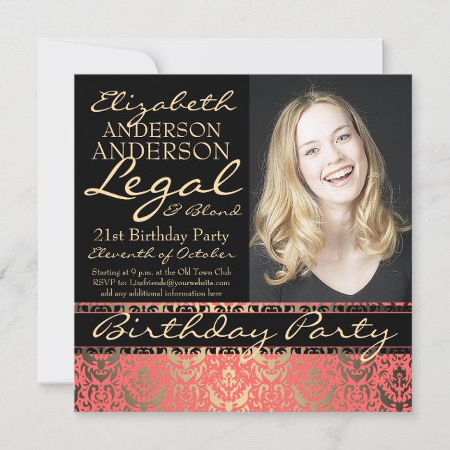 Legal and Blonde Elegant and Funny Birthday Party Invitation (Front)