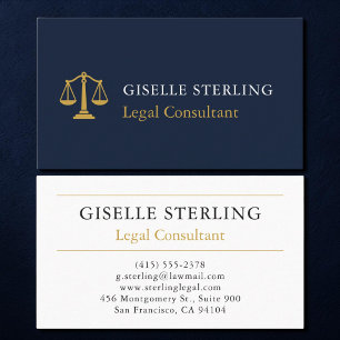 Legal Consultant Navy Blue Gold Business Card