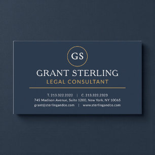 Legal Consultant Navy Blue Gold Luxury Business Card