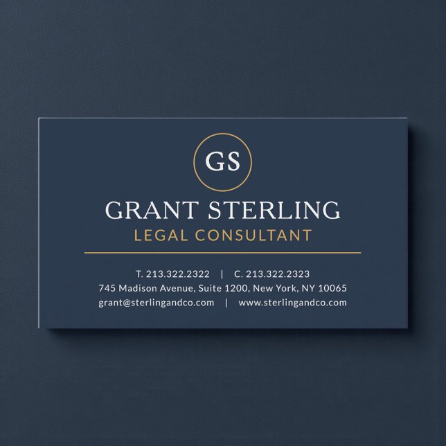Legal Consultant Navy Blue Gold Luxury Business Card (Creator Uploaded)