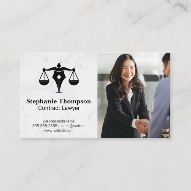 Legal Justice Pen Logo | Business Deal Card (Front)