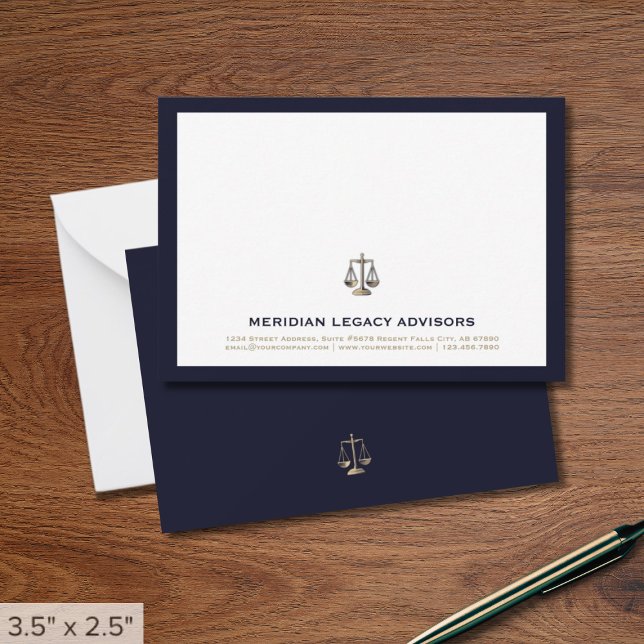 Legal Justice Scale Logo Business Note Card (Creator Uploaded)
